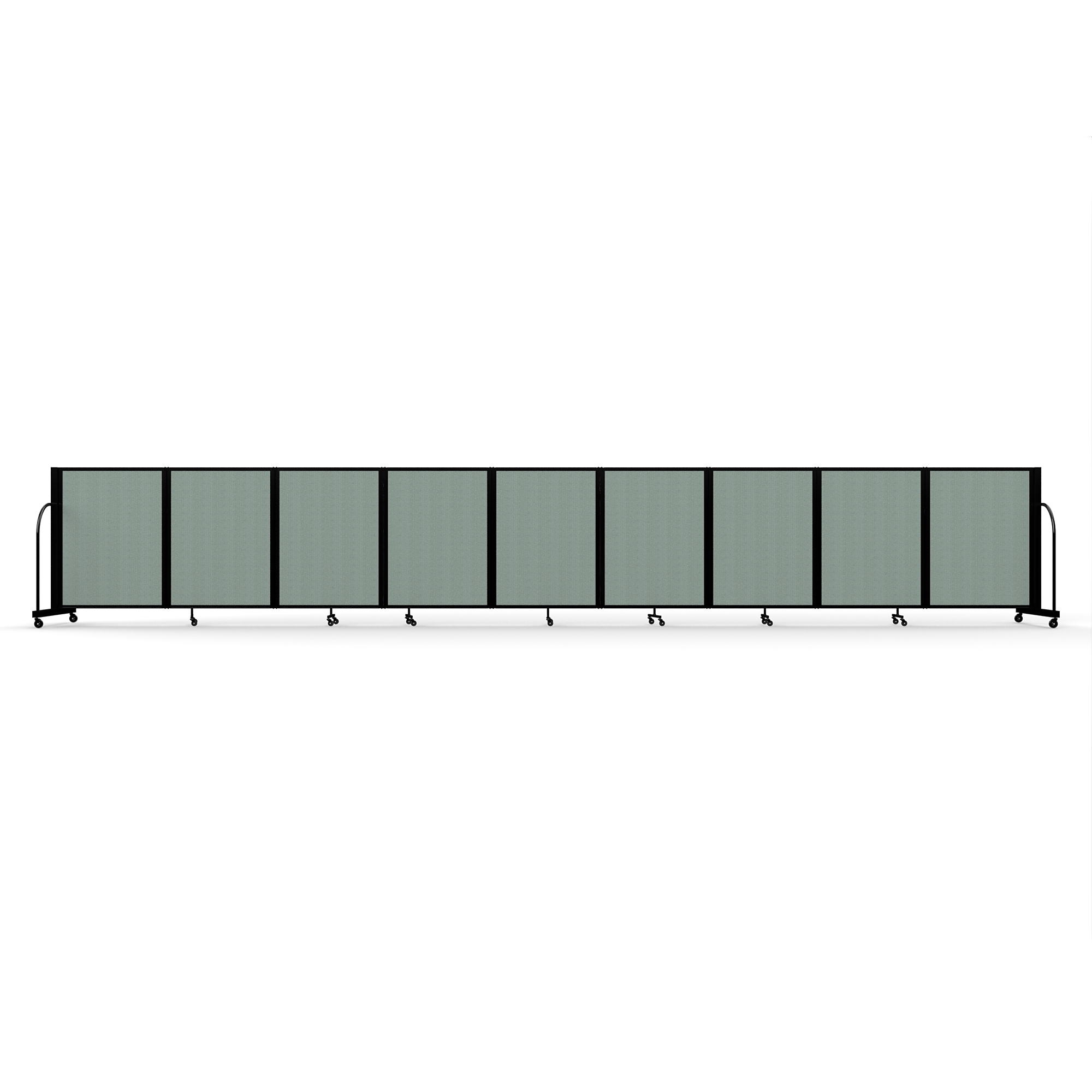 Screenflex Full Motion Divider, 4' x 25'1", Black Frame, Sea Green